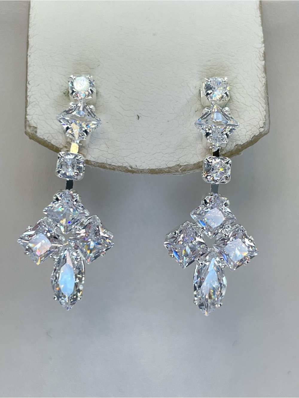 Swarovski Crystal Elements White Crystal Dangle Earrings Bridal Formal